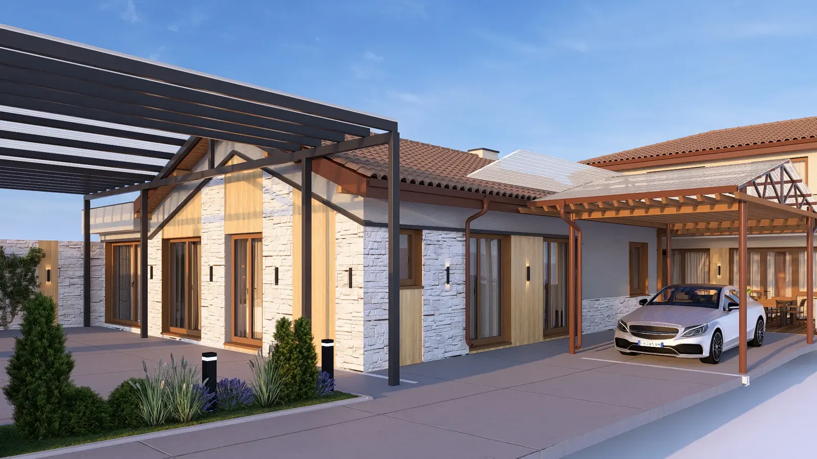 Family house with stone and timber details