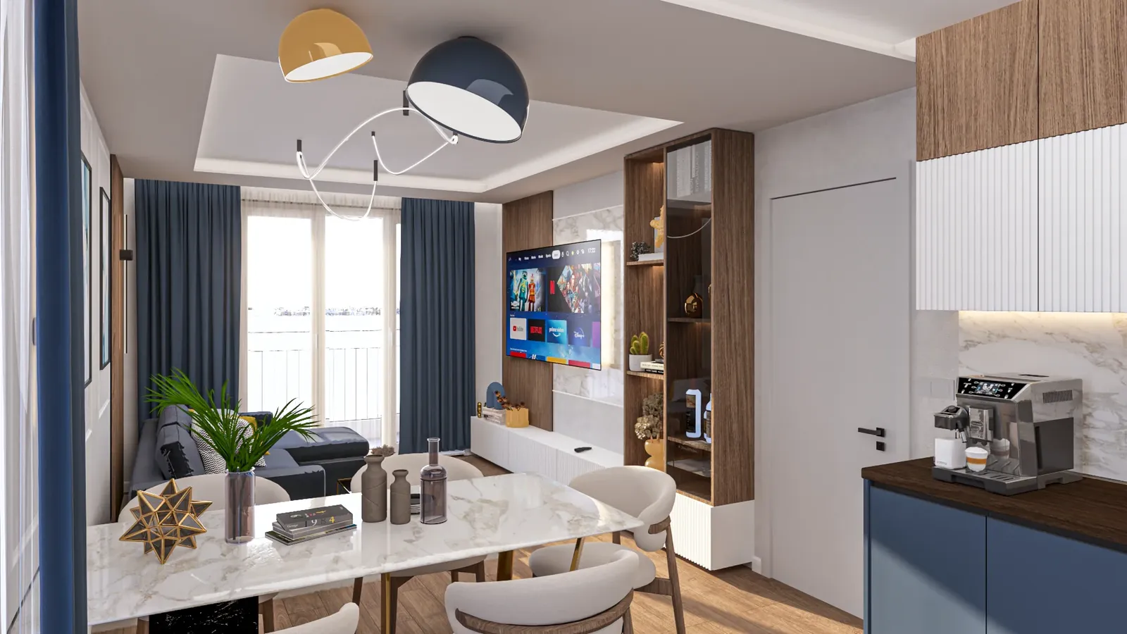 The dining area and coffee corner