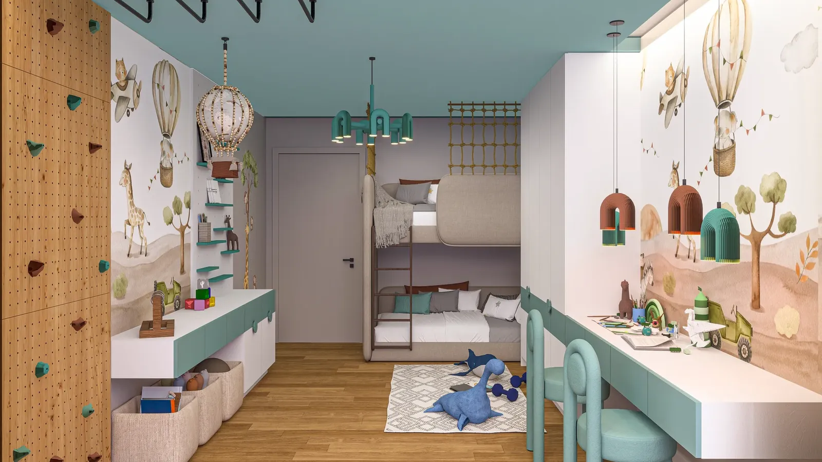 The bunk bed and play area