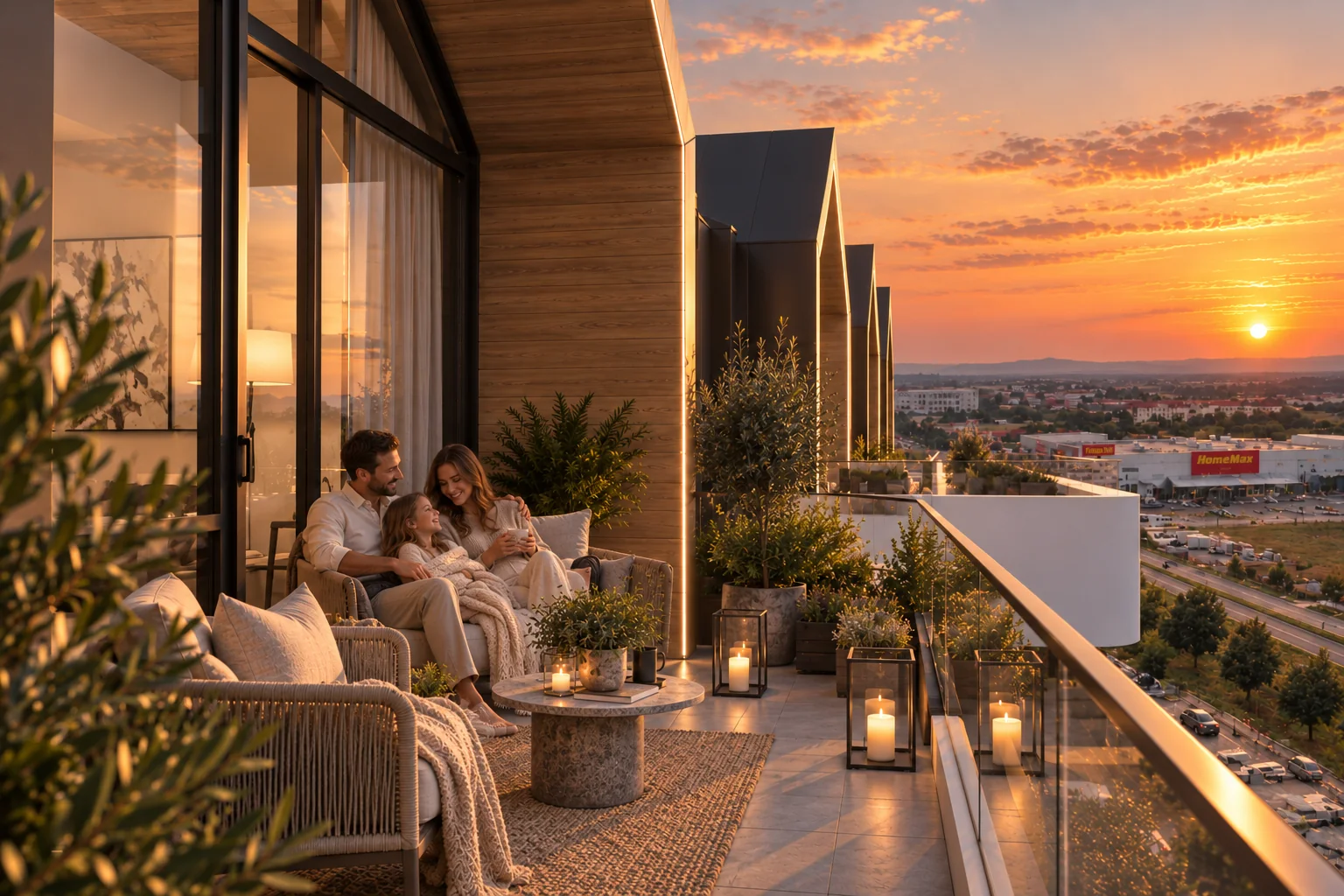 An evening on the terrace overlooking the neighbourhood