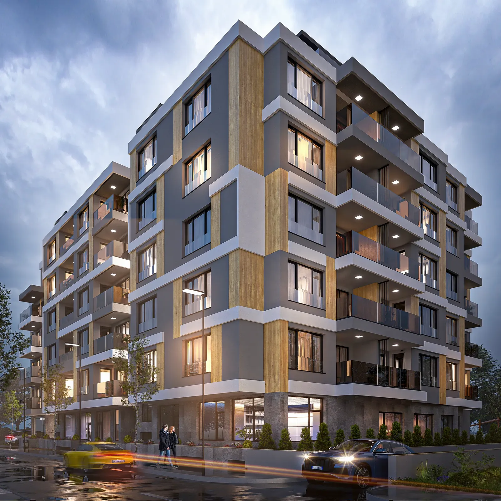 Facade detail with timber cladding
