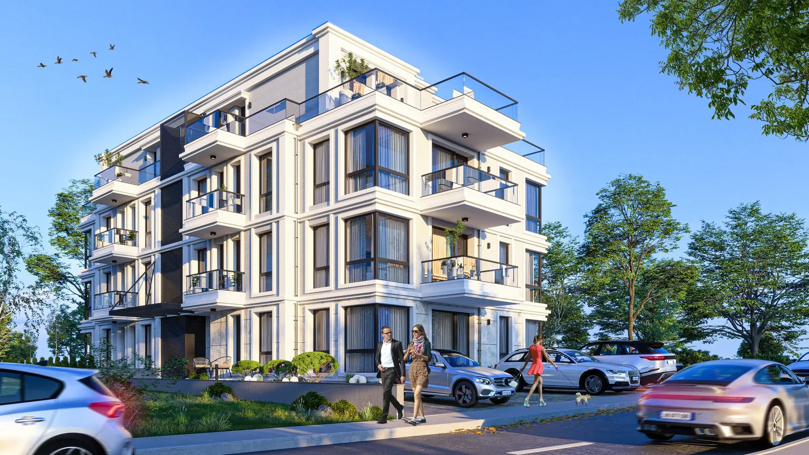 Boutique residential building in Chernomorets – daytime 3D visualisation of the facade