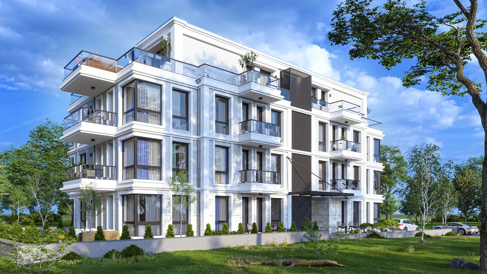 Side facade among greenery