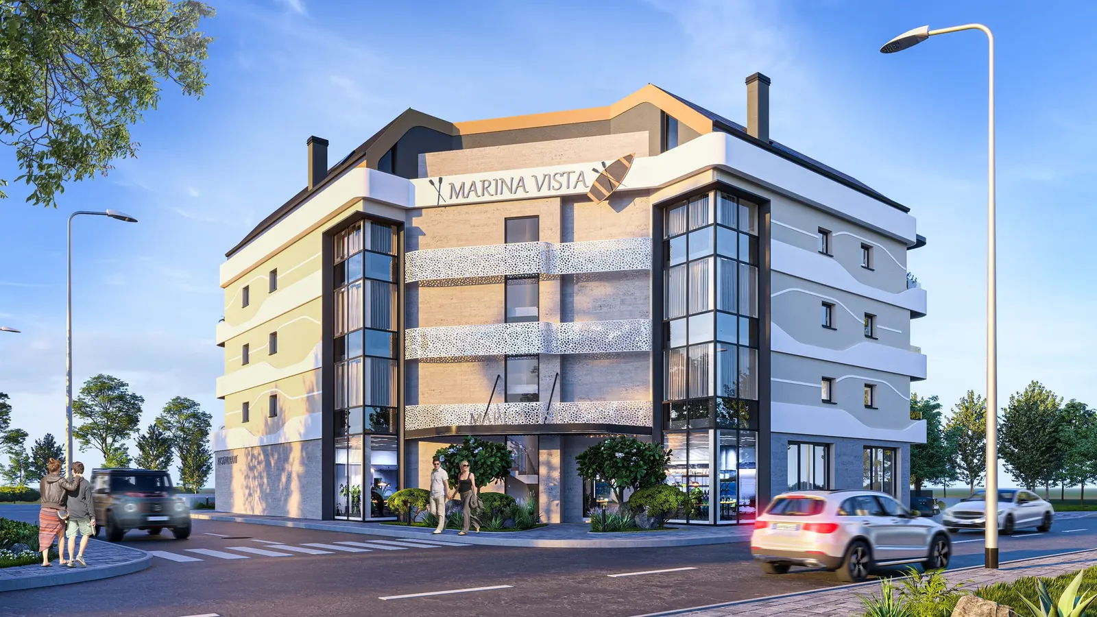 Residential building in Primorsko – 3D visualisation of the main facade