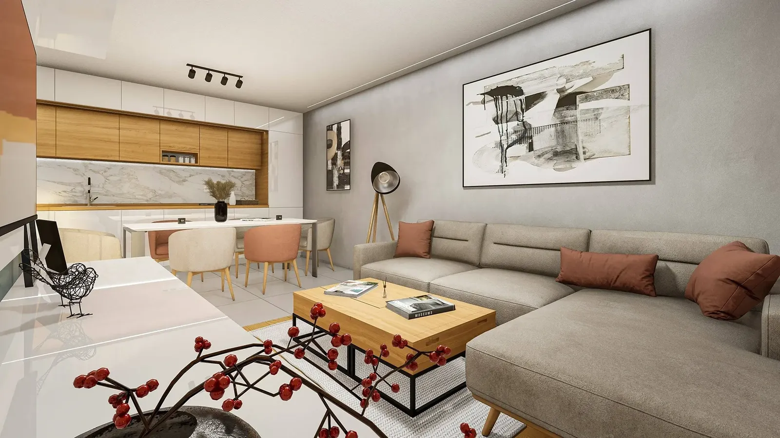 Retro-style living room and kitchen, Sofia