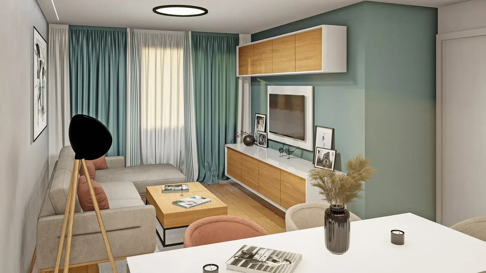 Retro-style living room and kitchen, Sofia