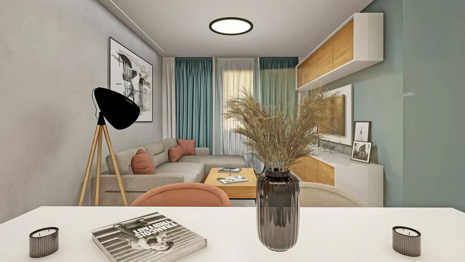 Retro-style living room and kitchen, Sofia