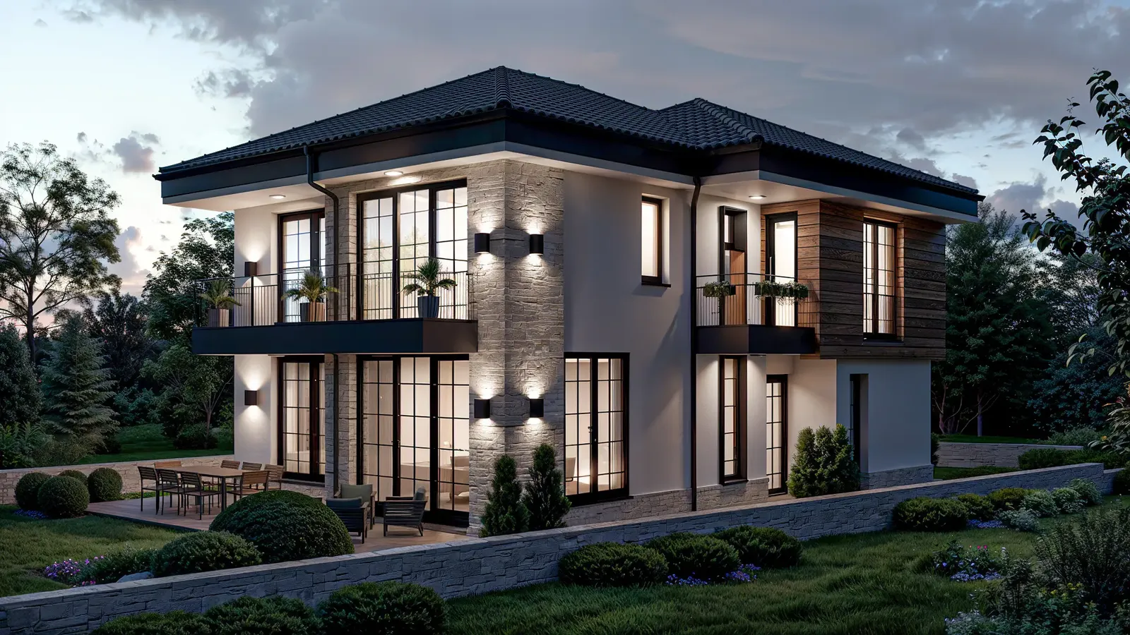 Two-storey house with stone cladding, Blagoevgrad