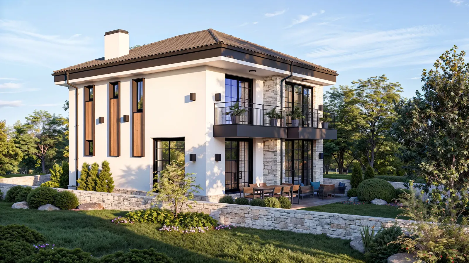 Two-storey house with stone cladding, Blagoevgrad