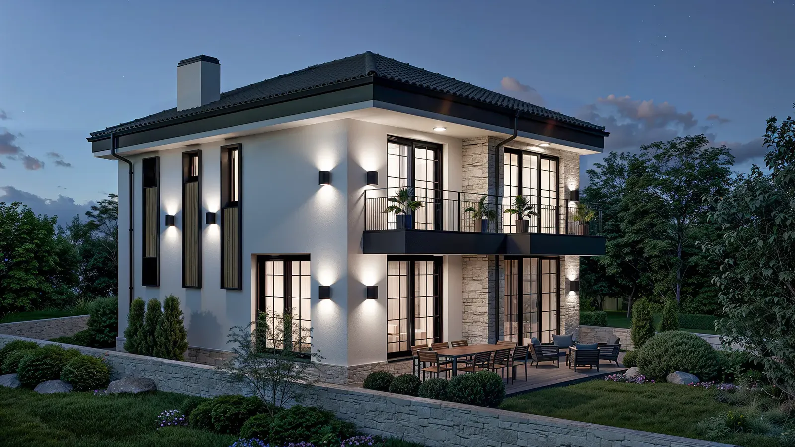 Two-storey house with stone cladding, Blagoevgrad