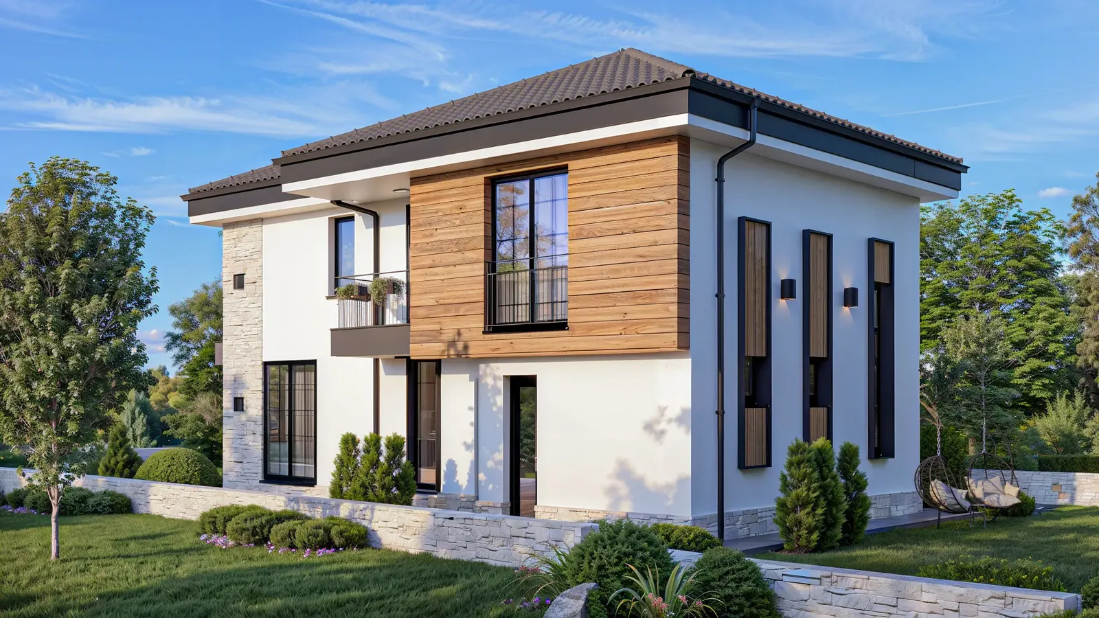 Two-storey house with stone cladding, Blagoevgrad