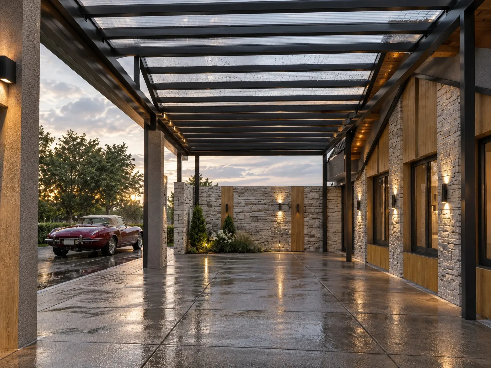 Long canopy along the house