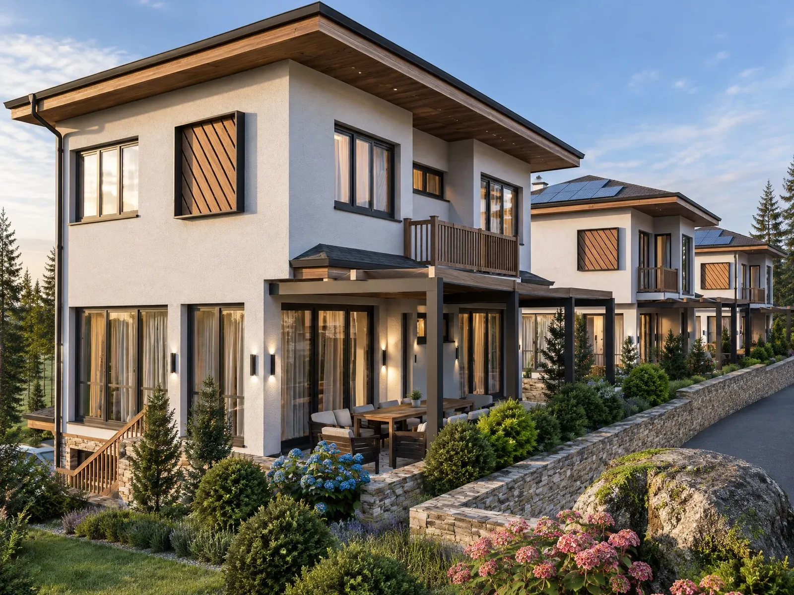 House with a covered terrace and garden