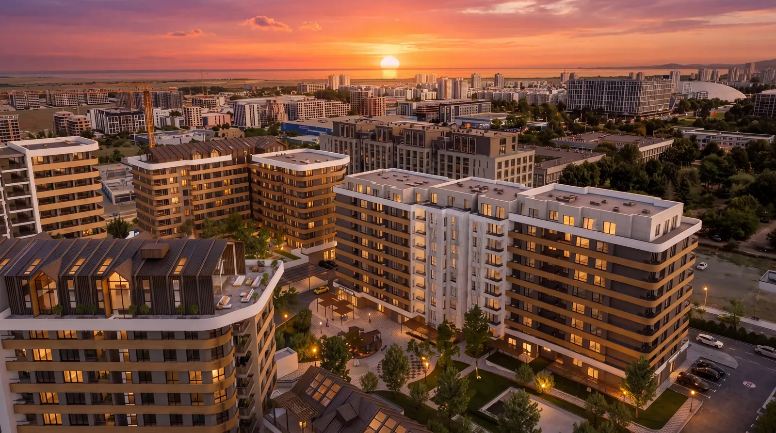 The neighbourhood at sunset