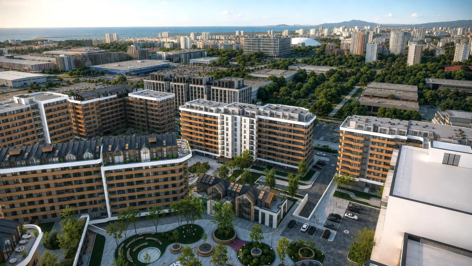 Buildings around the inner courtyard with Burgas beyond