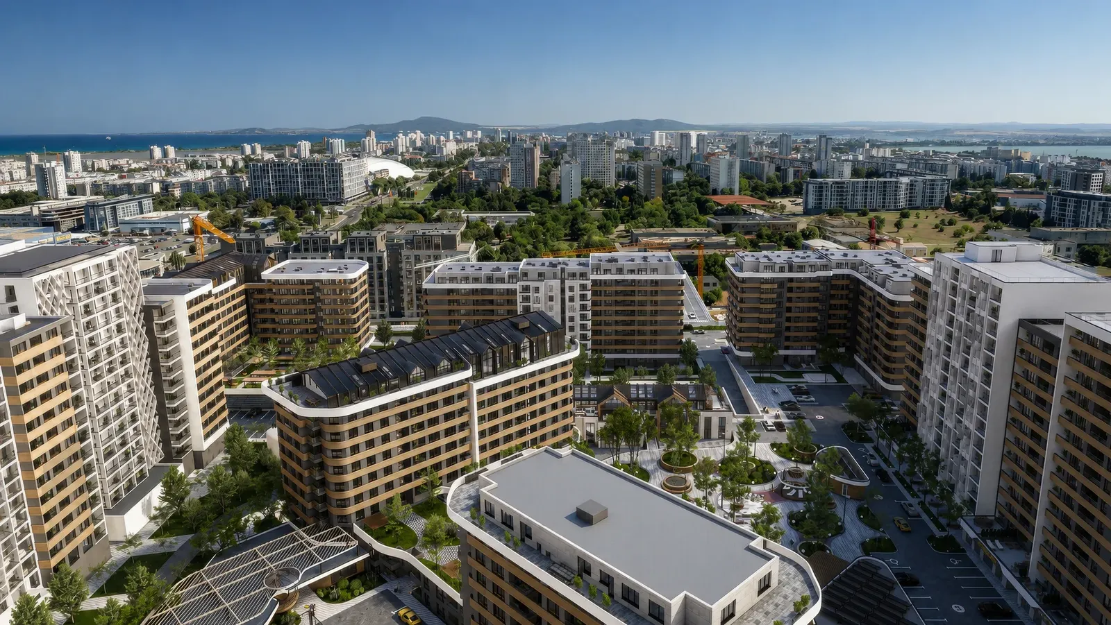 The neighbourhood with views to the sea and the city