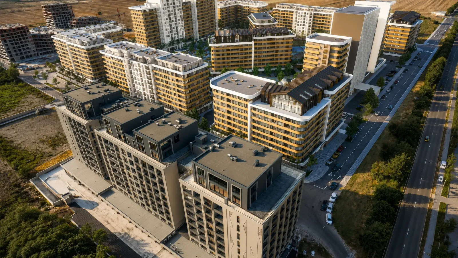 Buildings from the different phases of the neighbourhood