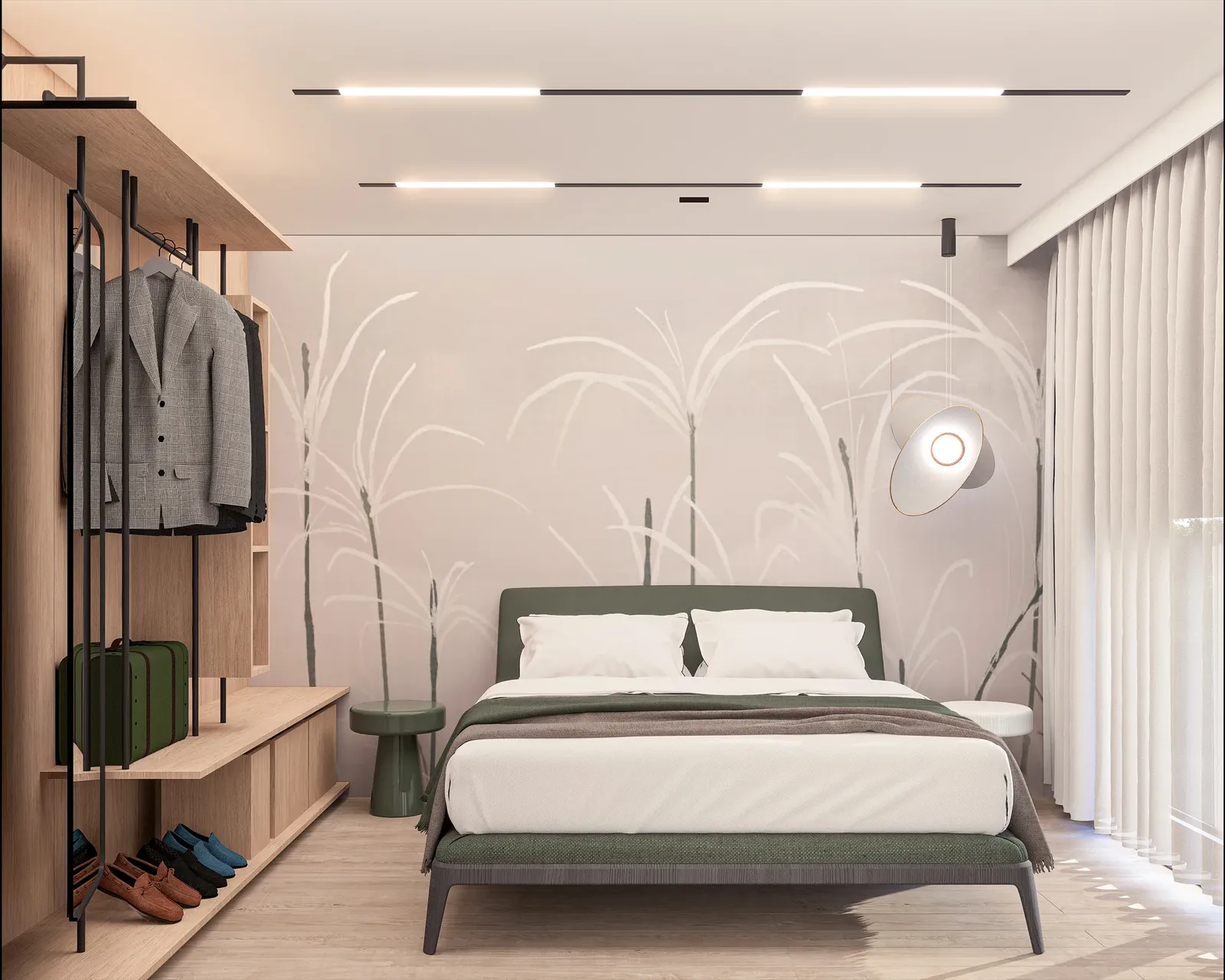 Second bedroom with an open wardrobe