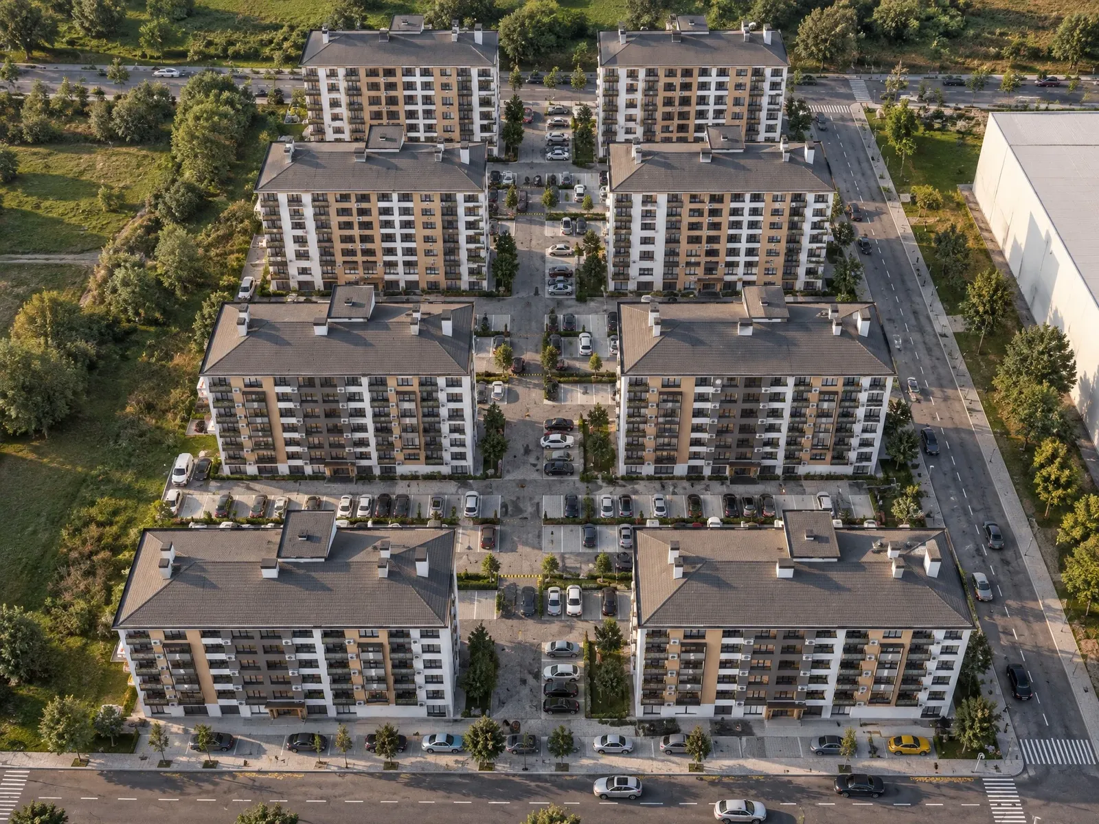 The complex from above – buildings around inner courtyards