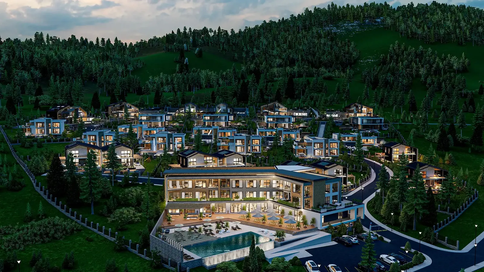 Complex with houses and an aparthotel, Zmeyovo