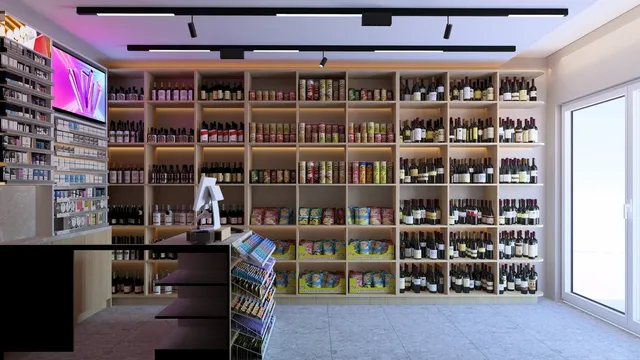 Tobacco and liquor shop interior, Sofia