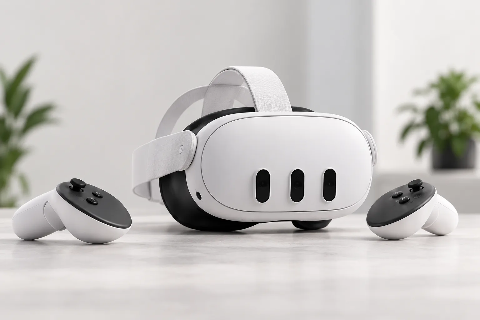 Meta Quest 3 VR headset with both controllers